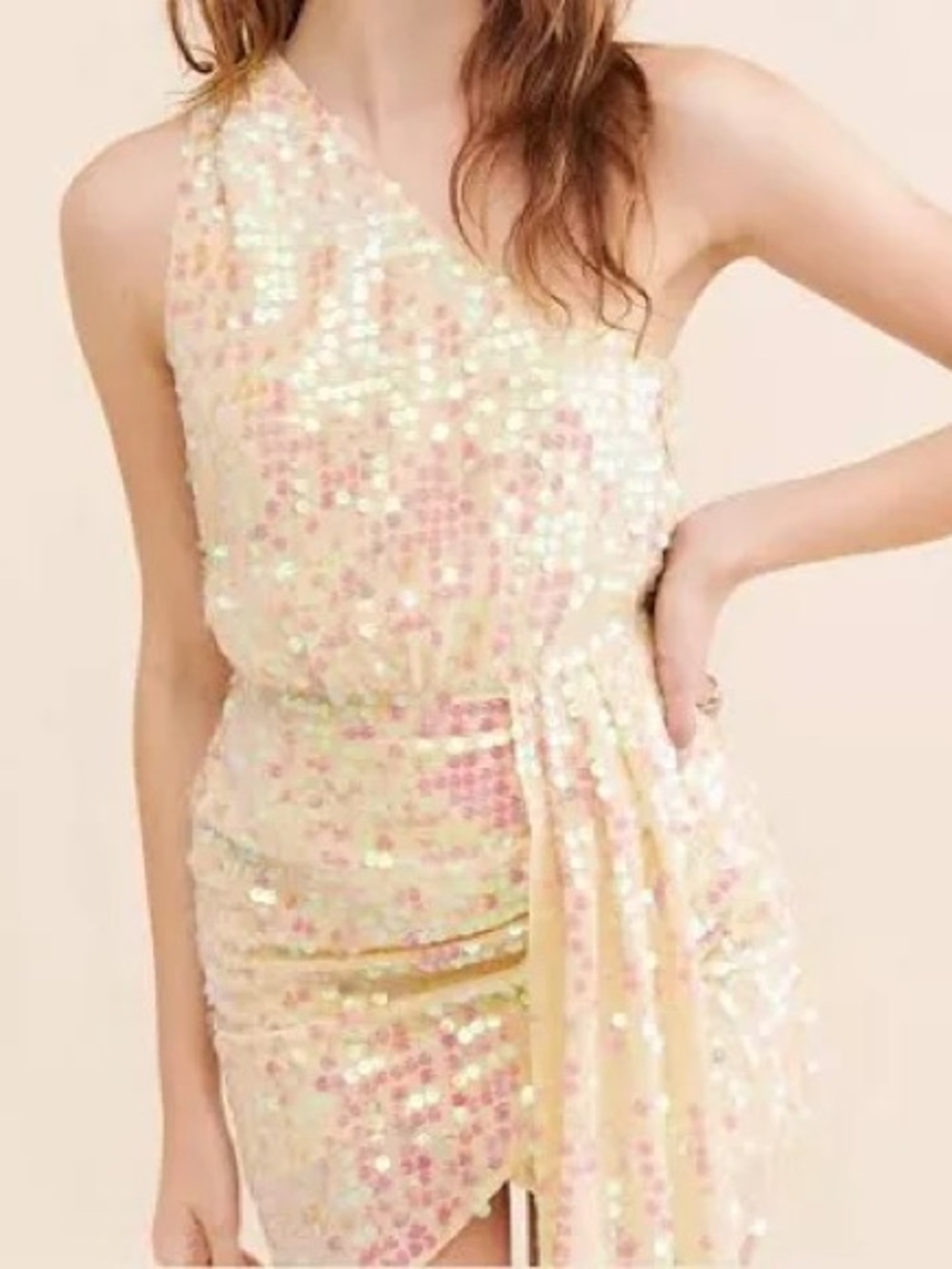 Saylor Kyrie Dress One Shoulder Iridescent Sequin Mini Cocktail Party Dress M